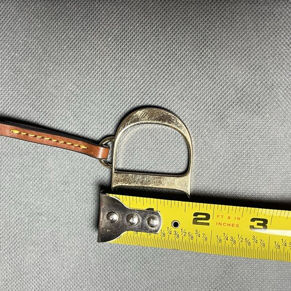 Vntg Dooney & Bourke D & B Purse Charm Gold & Brown Leather Hangtag Bag Charm - Picture 6 of 7